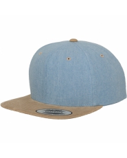 Yupoong Chambray Suede Snapback Cap - Blue / Beige