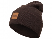 ! Leatherpatch Long Beanie - Urban Classics - Heatherbrown !